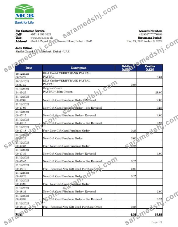 UAE MCB bank statement xls